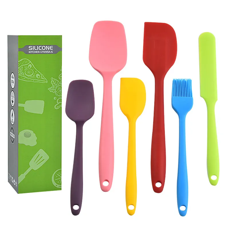 6pcs/set Silicone Spatula Baking Utensils Non-stick Heat Resistant Kitchen Tools