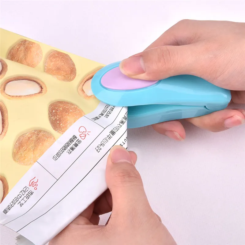 Portable Plastic Bag Sealing Machine for Snack, Handheld Sealer, Pink/Blue/Purple/Yellow/White