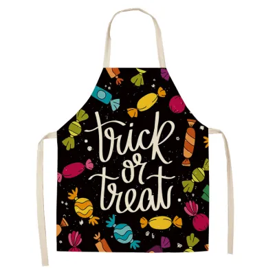 Funny Halloween Print Cotton-flax Apron for Party Antifouling
