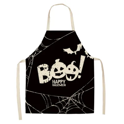 Funny Halloween Print Cotton-flax Apron for Party Antifouling