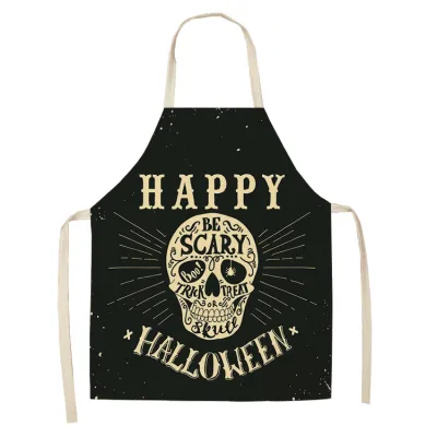 Funny Halloween Print Cotton-flax Apron for Party Antifouling
