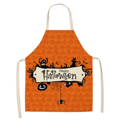 Funny Halloween Print Cotton-flax Apron for Party Antifouling