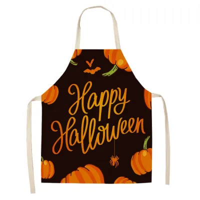 Funny Halloween Print Cotton-flax Apron for Party Antifouling