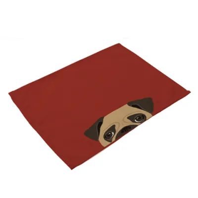 Cute Dog Cat Print Cotton Flax Placemat Table Decoration for Home Kitchen