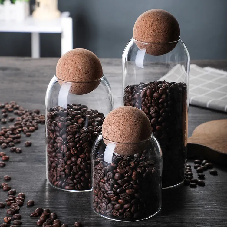 Modern Minimalist High Temperature Resistant Glass Coffee Storage Bottle for Home Kitchen