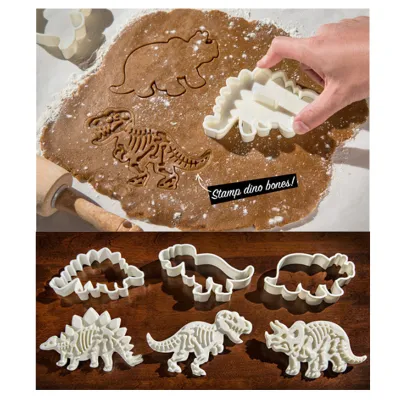 6 unids/set 3D dinosaurio galleta estampado molde herramientas de decoración de pasteles