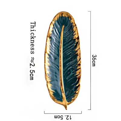 14Inch Nordic Style Feather Shaped Light Luxury Porcelain Storage Plate
