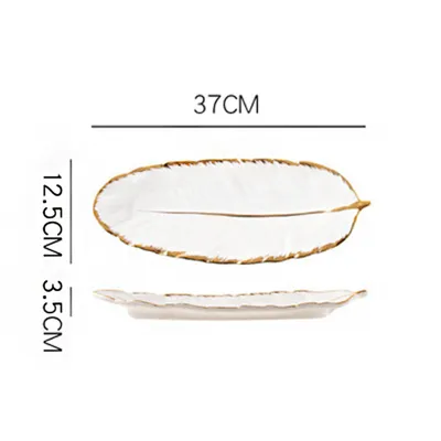 14Inch Nordic Style Feather Shaped Light Luxury Porcelain Storage Plate