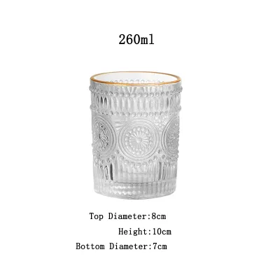 Retro Sun Flower Embossed Heat-resistant Glass Cup for Household