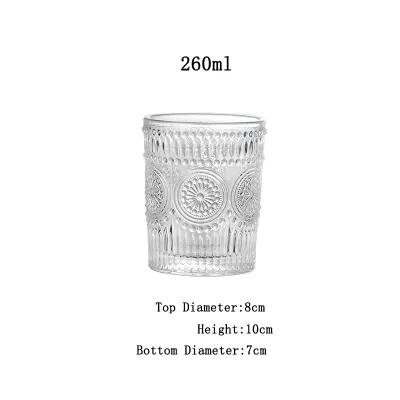Retro Sun Flower Embossed Heat-resistant Glass Cup for Household