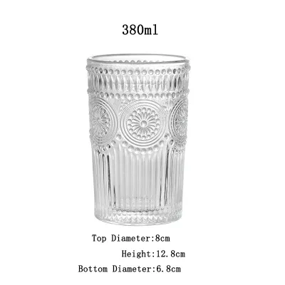 Retro Sun Flower Embossed Heat-resistant Glass Cup for Household