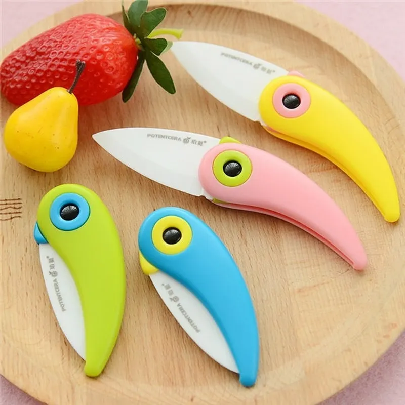 Portable Parrot Shape Ceramic Folding Knife for Kitchen Fruit