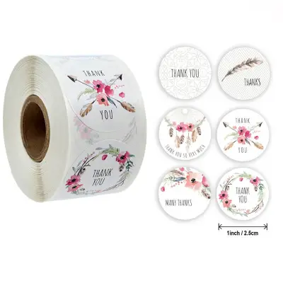 500pcs/reel Flower Pattern Gift Sealing Decorations Labels for Home Kitchen