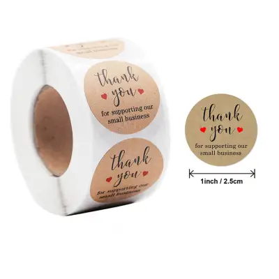 500pcs/reel Kraft Paper Gift Sealing Baking Packaging Labels Self-Adhesive Round Sticker for Home Kitchen