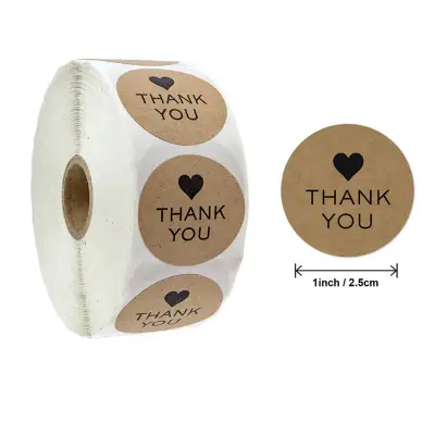 500pcs/reel Kraft Paper Gift Sealing Baking Packaging Labels Self-Adhesive Round Sticker for Home Kitchen