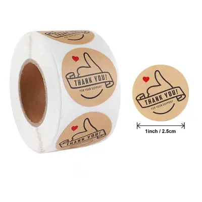 500pcs/reel Kraft Paper Gift Sealing Baking Packaging Labels Self-Adhesive Round Sticker for Home Kitchen