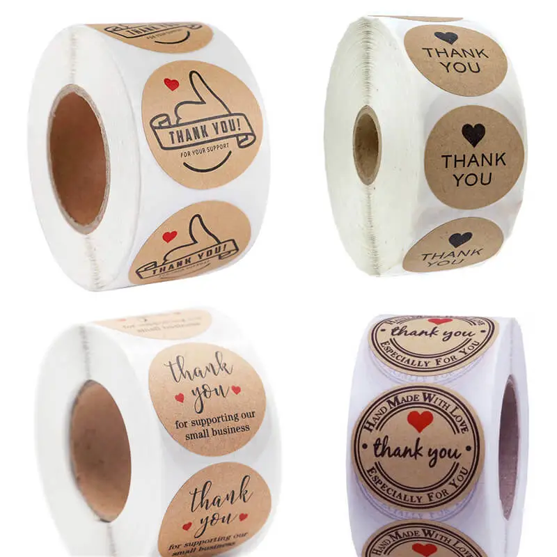 500pcs/reel Kraft Paper Gift Sealing Baking Packaging Labels Self-Adhesive Round Sticker for Home Kitchen