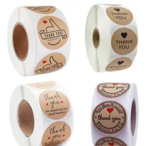 500pcs/reel Kraft Paper Gift Sealing Baking Packaging Labels Self-Adhesive Round Sticker for Home Kitchen