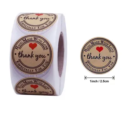 500pcs/reel Kraft Paper Gift Sealing Baking Packaging Labels Self-Adhesive Round Sticker for Home Kitchen