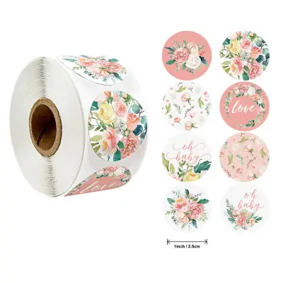 500pcs/reel Gift Sealing Baking Packaging Labels Copper Plate Sticker Round 1 Inch