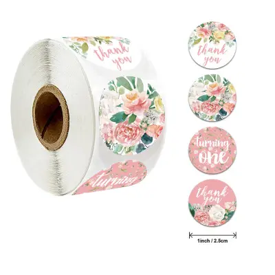500pcs/reel Gift Sealing Baking Packaging Labels Copper Plate Sticker Round 1 Inch