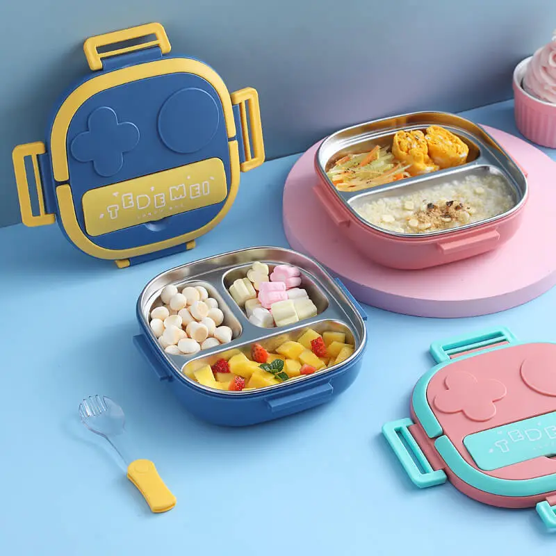 550ml 304 Stainless Steel Portable Microwavable Lunch Box Modern Minimalist Square