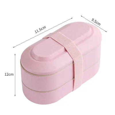 Portable Solid Color Microwavable Wheat Straw Square Lunch Box Modern Minimalist