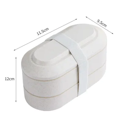 Portable Solid Color Microwavable Wheat Straw Square Lunch Box Modern Minimalist