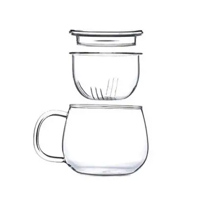 High Temperature Resistant Chinese Style Grass Glass Cup 350ml