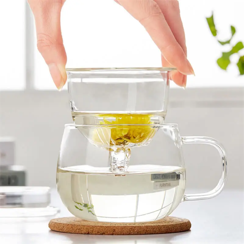 High Temperature Resistant Chinese Style Grass Glass Cup 350ml
