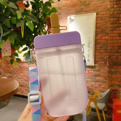Cute Popsicle-shaped Portable Plastic Water Cup Chinese Style 300ml