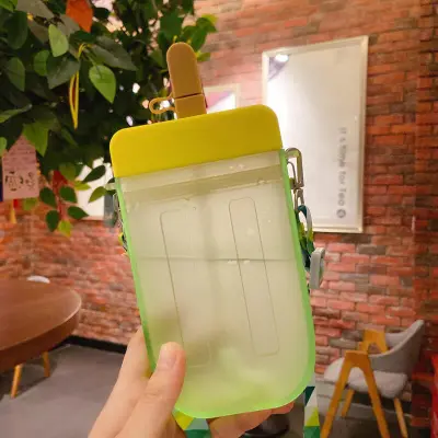 Cute Popsicle-shaped Portable Plastic Water Cup Chinese Style 300ml
