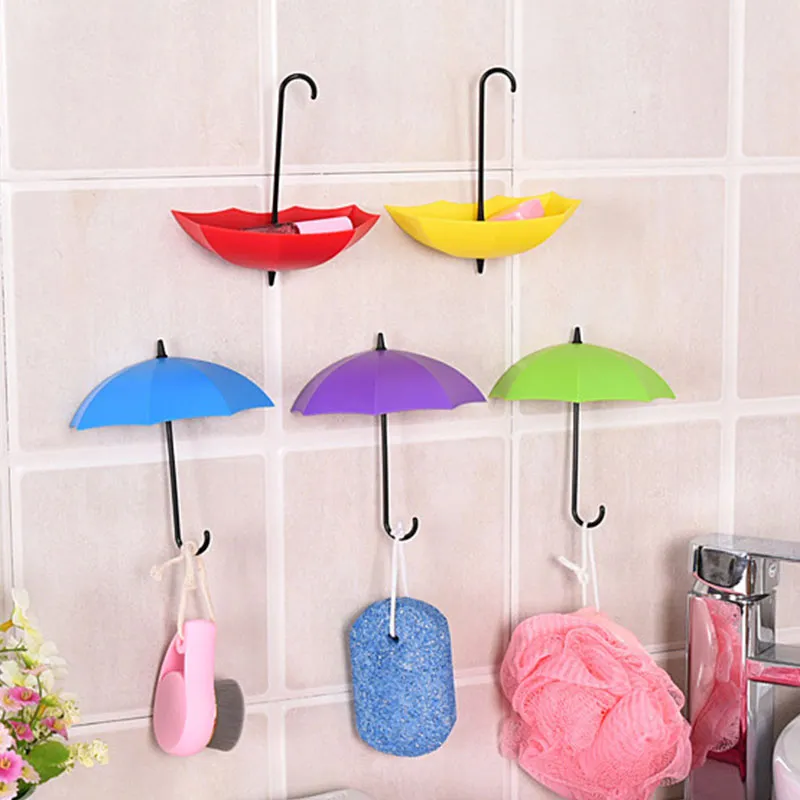 3pcs/set Creative Umbrella Shaped Seamless Key Storage Hook for Home