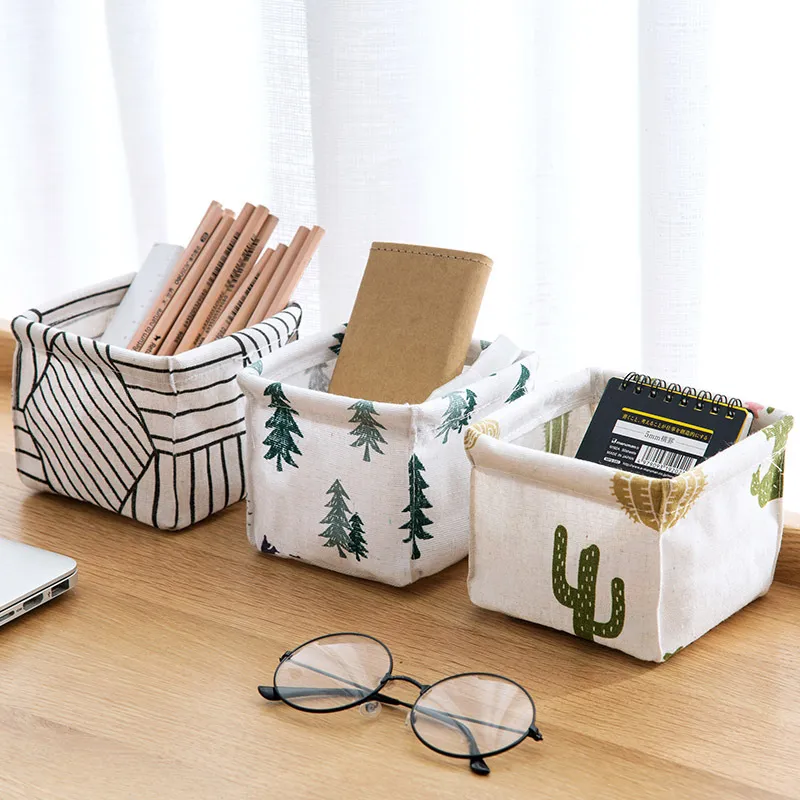 Cotton Linen Desktop Debris Storage Box European Style