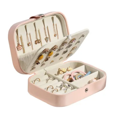 Korean Double-Layer PU Jewelry Storage Box, Desktop Organizer for Home 16x11x5cm