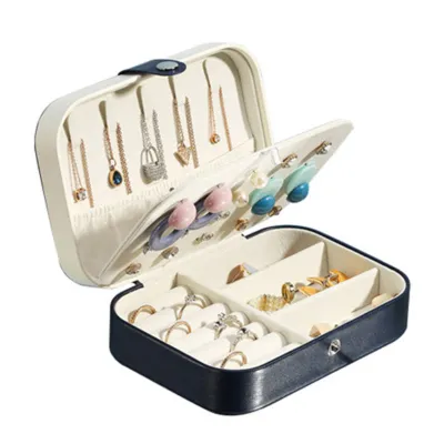 Korean Double-Layer PU Jewelry Storage Box, Desktop Organizer for Home 16x11x5cm