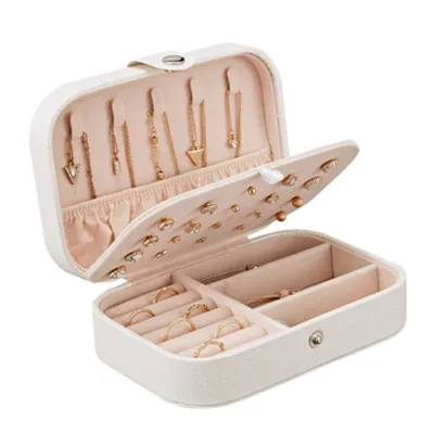 Korean Double-Layer PU Jewelry Storage Box, Desktop Organizer for Home 16x11x5cm