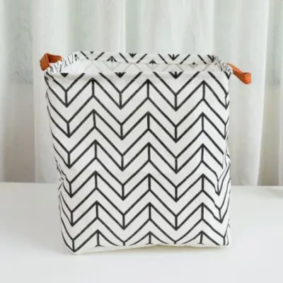 Portable Handle Cotton Linen Foldable Sundries Storage Basket with Handle