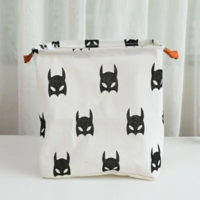 Portable Handle Cotton Linen Foldable Sundries Storage Basket with Handle