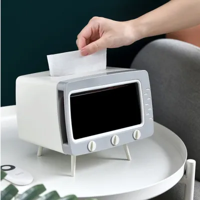 Nordic Modern Multifunctional Desktop TV Tissue Box for Home Storage Car Living Room Bathroom, Plastic, 40 Pack