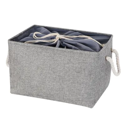 Nordic Country Style Foldable Flax Storage Basket with Lid