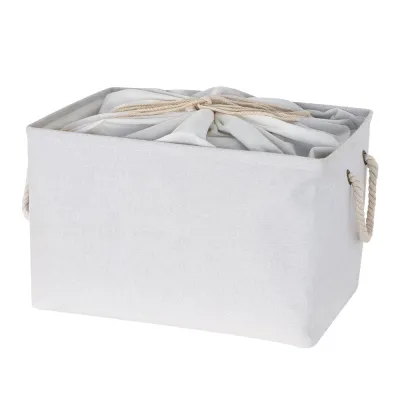 Nordic Country Style Foldable Flax Storage Basket with Lid