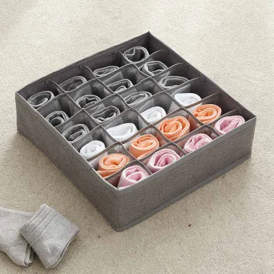 Multi Grid Foldable Underwear Socks Storage Box with Compartments
