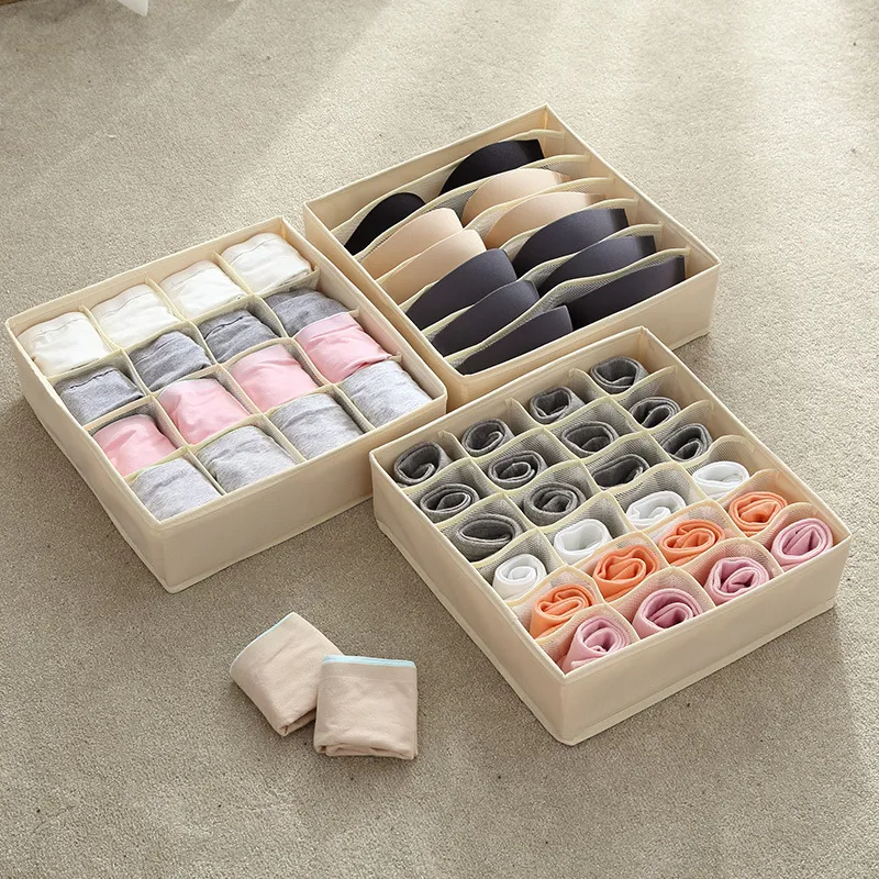 Multi Grid Foldable Underwear Socks Storage Box with Compartments