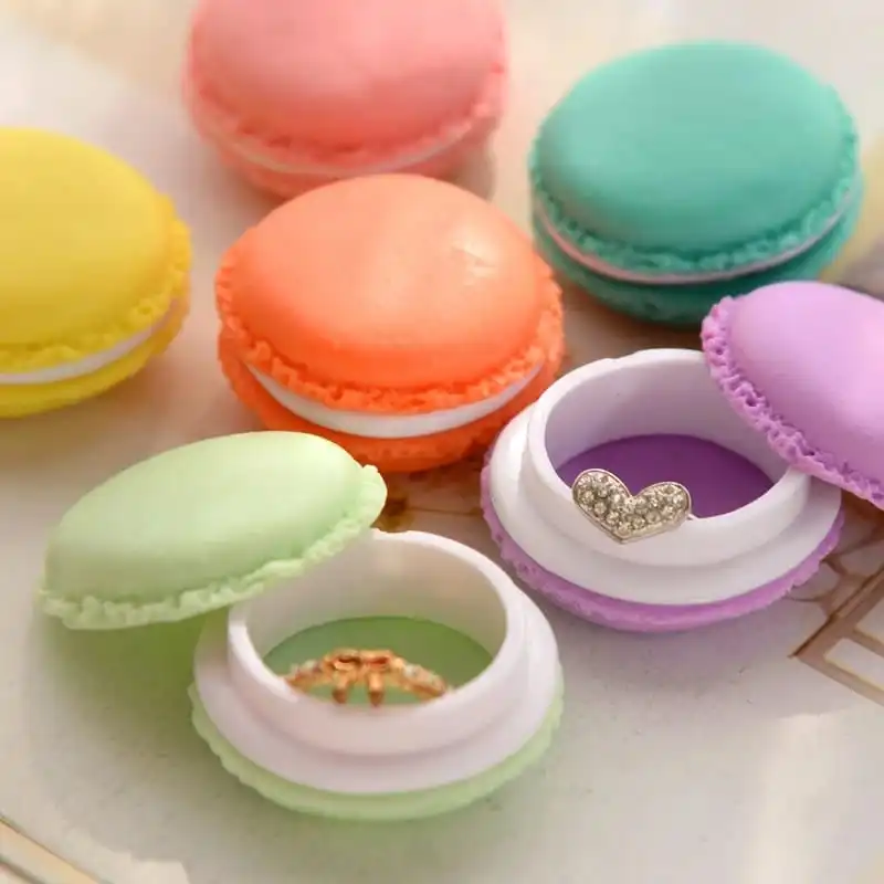 Multifunctional Mini Round Macaron Storage Box Korean Style Plastic Resin Jewelry Organizer