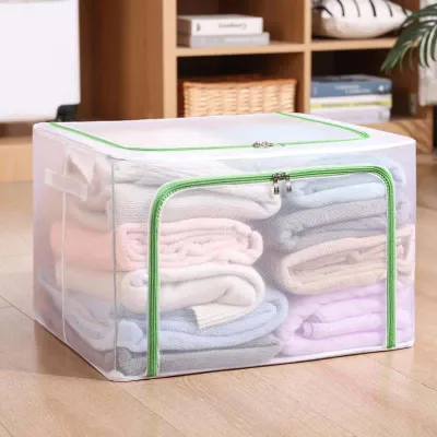 Japanese-Style Collapsible Clothing Storage Box with Wheels, 80L Large Capacity Portable Home Organizer
