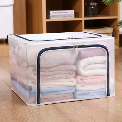 Japanese-Style Collapsible Clothing Storage Box with Wheels, 80L Large Capacity Portable Home Organizer