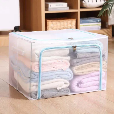 Japanese-Style Collapsible Clothing Storage Box with Wheels, 80L Large Capacity Portable Home Organizer