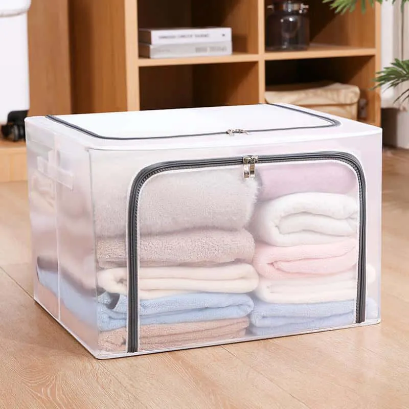 Japanese-Style Collapsible Clothing Storage Box with Wheels, 80L Large Capacity Portable Home Organizer