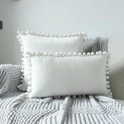 Nordic Style Multi-specification Fur Ball Decor Pillowcase Without Core